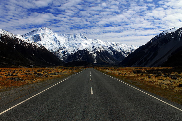 montanhas, paisagem, neve, Nova Zelândia, Inverno, terreno baldio, sorvete