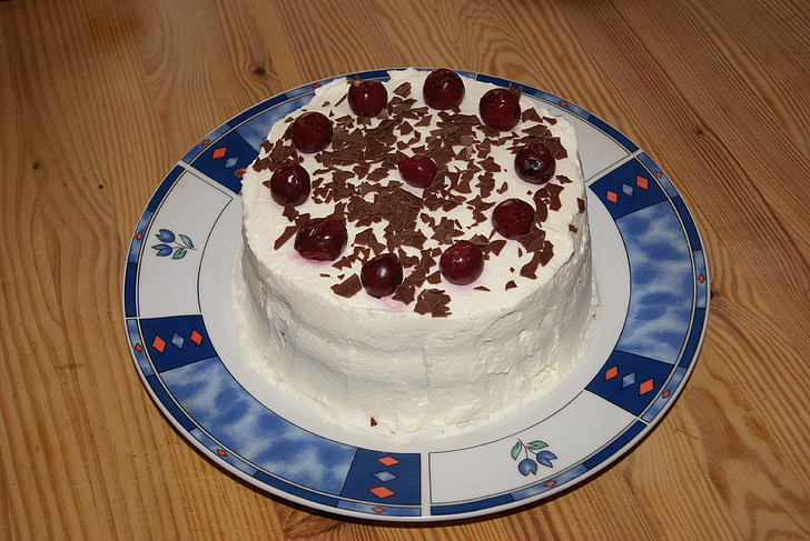 cake, with, cream, ornament, cream cake, calories, coffee