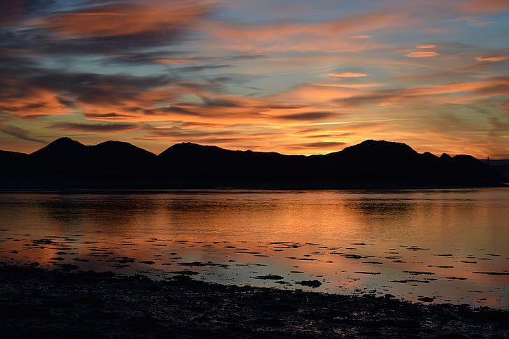 sea, sky, water, sunset