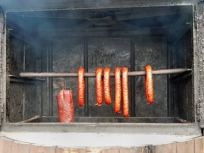 smoking, sausage, food, eating, rural, grill, heat - Temperature