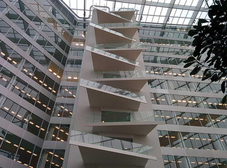 biroja, kāpnes, mūsdienu, uzņēmējdarbības, ēka, arhitektūra, pa kāpnēm