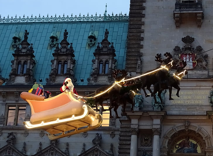 Hambourg, Santa claus, Advent, humeur, Christmas, marché de Noël, lumières