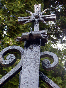 metal, Cruz, ornamento de, signo de, ornamental, puerta