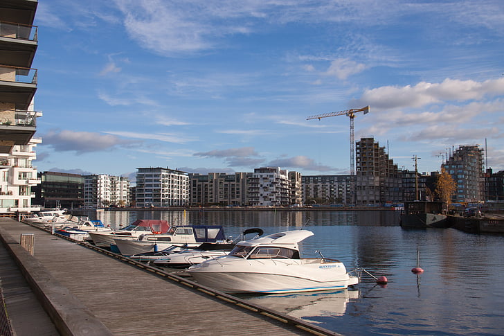 Pier, boten, kade, kanaal, Deens, Denemarken, voorzijde