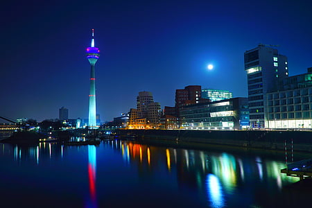 Düsseldorf, związane z biznesem, Architektura, nowoczesne, budynek, Port, fasada