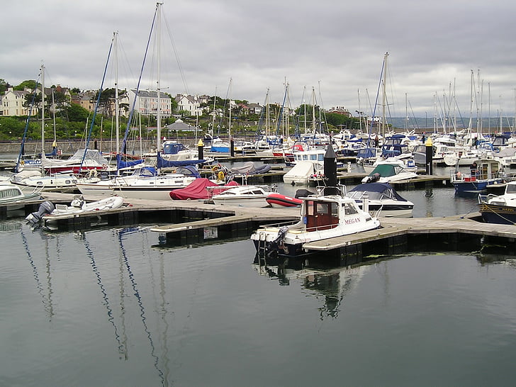 båtar, Yachts, hamnen, hamnen, Marina, Bangor, Irland
