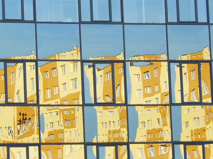 Windows, réflexion, verre, bâtiment, architecture, conception, urbain