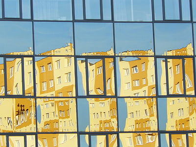 windows, reflection, glass, building, architecture, design, urban