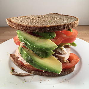 sandwich, avocado, tomato