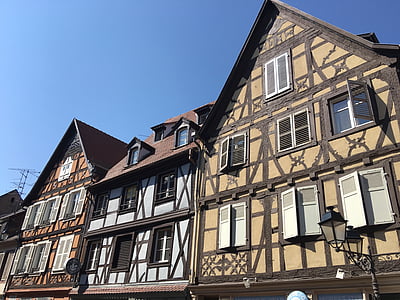 fasad, rumah, Alsace, kancing, arsitektur, rumah-rumah tua, fasad rumah
