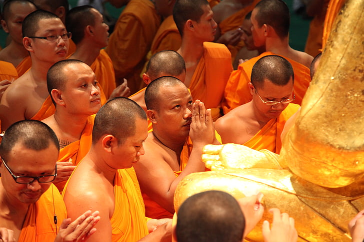 phramongkolthepmuni, monjes, budistas, hecho forma, oro, nombre, naranja