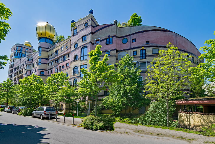 meža spirāle, Hundertwasser māja, friedensreich hundertwasser, māksla, arhitektūra, interesantas vietas, ēka