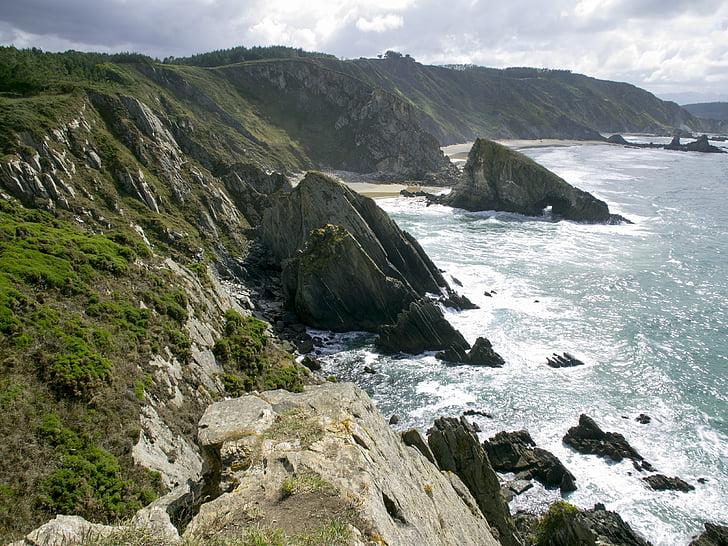 Cliff, steiner, sjøen, landskapet