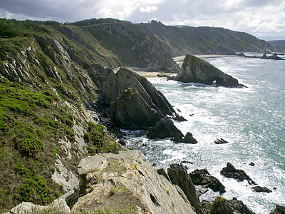 Cliff, sten, havet, landskab