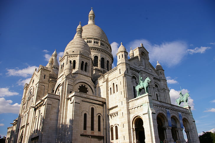 Párizs, Montmartre, székesegyház, Franciaország, Sacre-coeur, építészet, híres hely