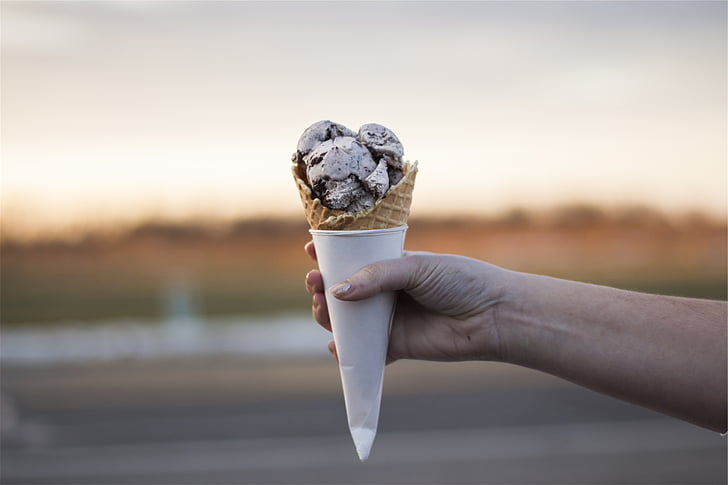 selective, focus, photography, person, holding, cone, ice