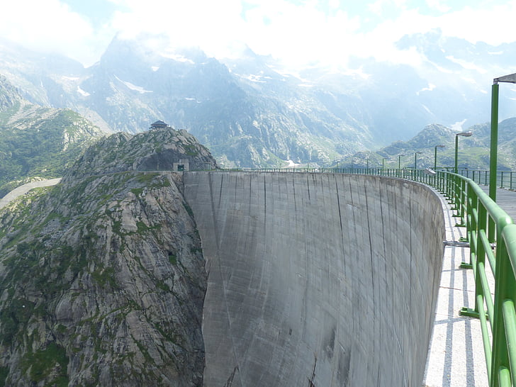 dam, energy generation, reservoir, mountains, enormous, huge, stone