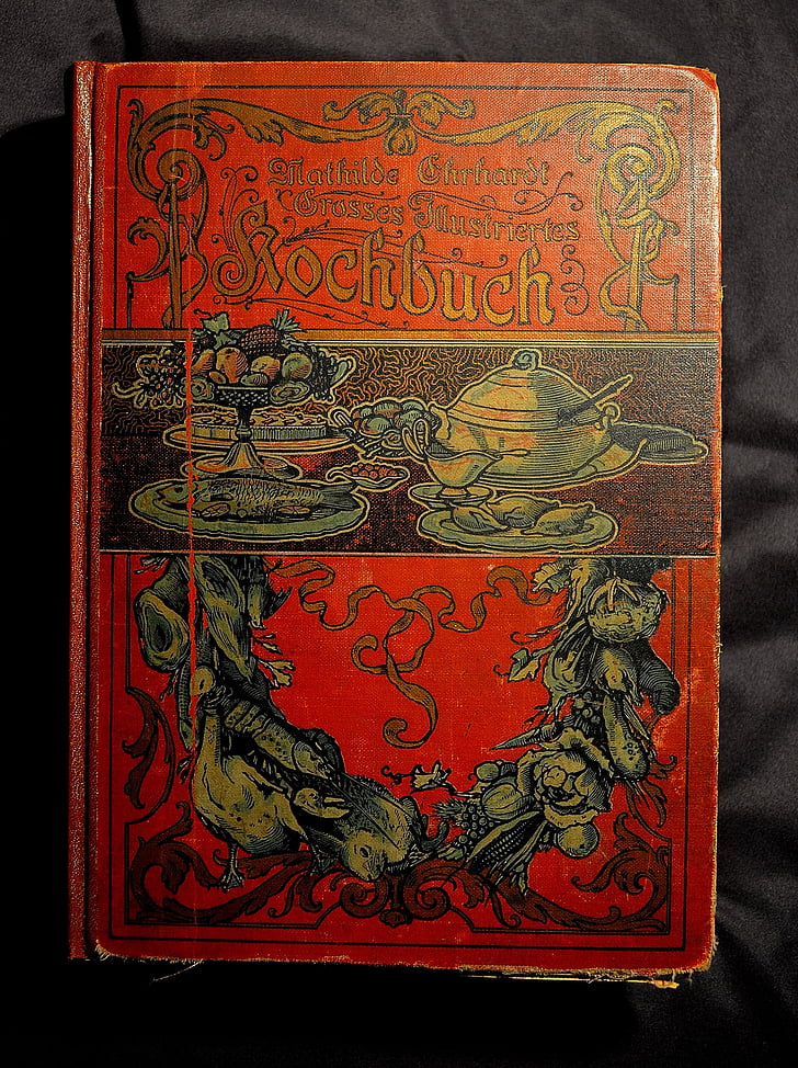 Antiquariat, vecchio libro di cucina, antiquario cookbook, libro, libro di cucina, antico libro di cucina