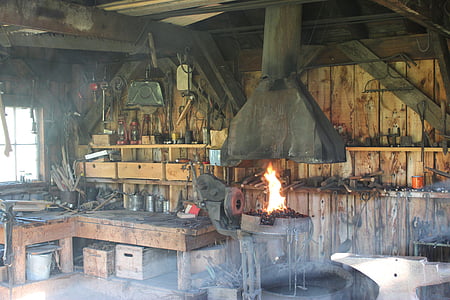 blacksmith, shop, workshop, craft, equipment, horseshoe, retro