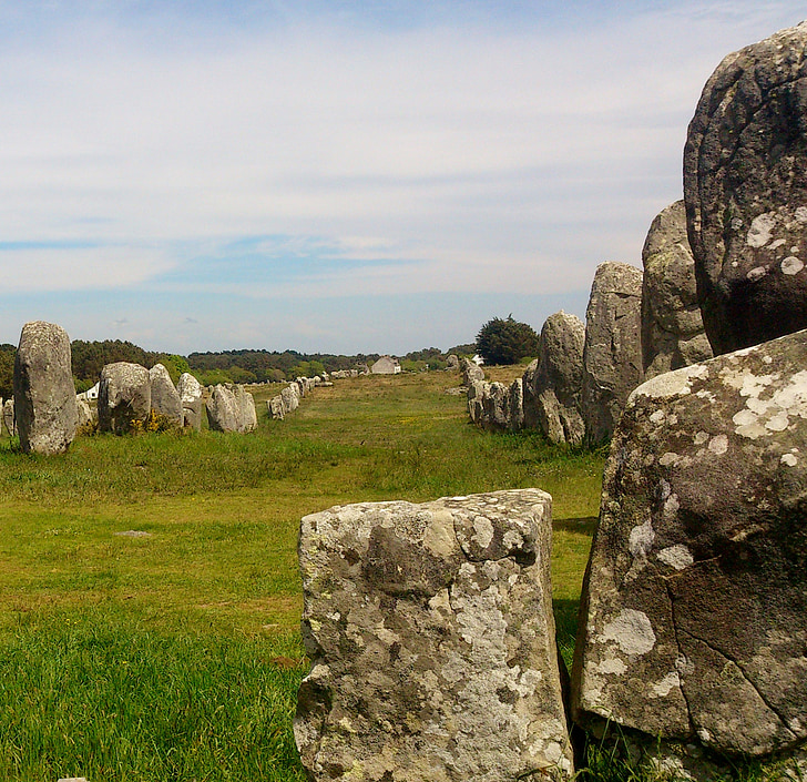 kamienie Carnac, Bretania, Megalith, megalityczne, starożytne, Bretagne, Carnac