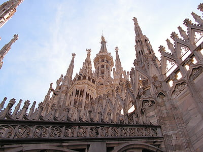 Milaan, Kathedraal, Duomo, het platform, beroemde markt, kerk, gotische stijl