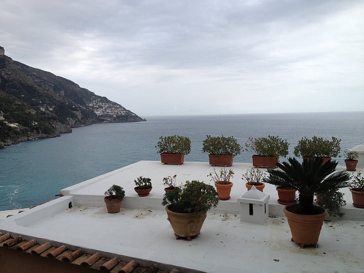 イタリア, ポジターノ, 自然, 美しい, 水, 海, 植木鉢