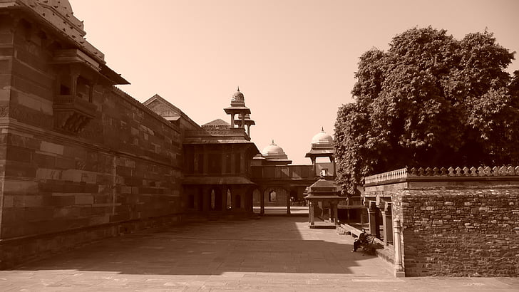 India, monument, Tempel, het platform, Paleis, buiten, perspectief