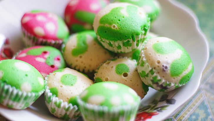 sütés, blur, közeli kép:, szín, cupcakes, dekoráció, finom