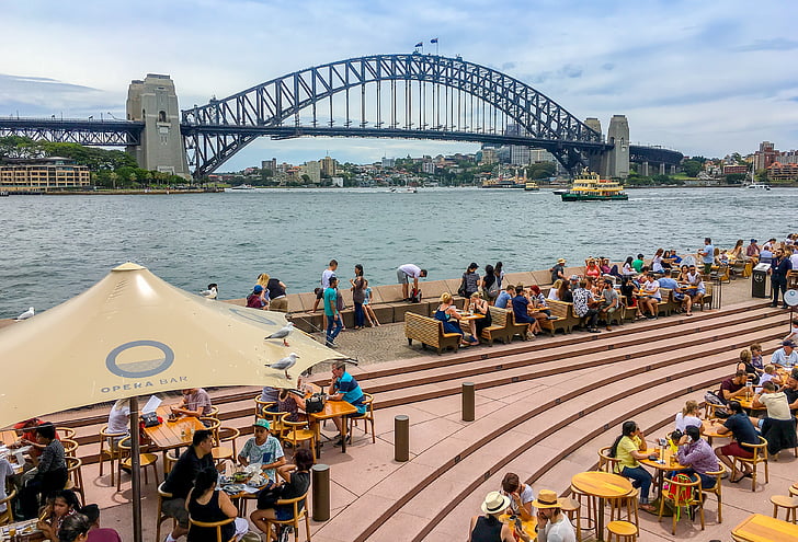komp, Sydney harbour, Sydney, Ausztrália, NSW, Sydney harbour bridge, kikötő