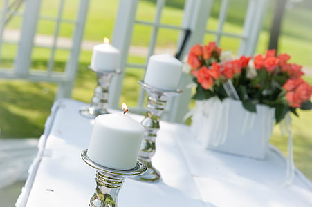 bröllop, ljus, ceremoni