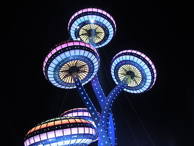 amusement park, night, lighting, canton