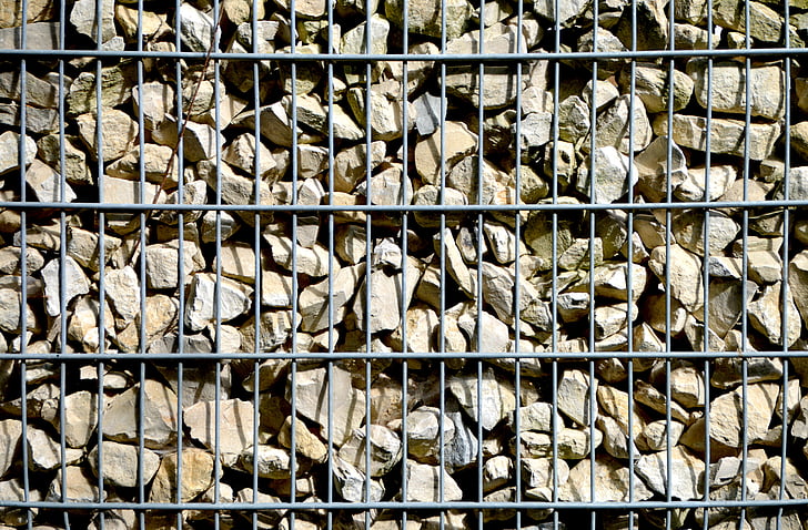gabionen mur, mur de Pierre, mur de grille, matériaux de construction, texture, collection, structure