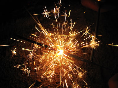 sparkler, radijo, gaisro, purškimo, šviesos, Naujųjų metų išvakarės, nuotaika