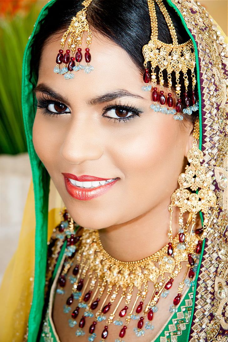 vrouw die lacht, Pakistan, Indiase, cultuur, Portret, traditionele, glimlachend