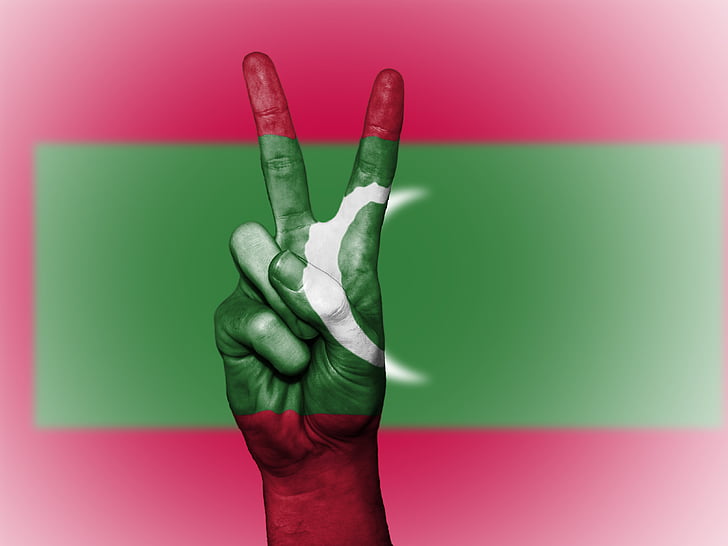 Μαλδίβες, ειρήνη, χέρι, έθνος, φόντο, πανό, χρώματα