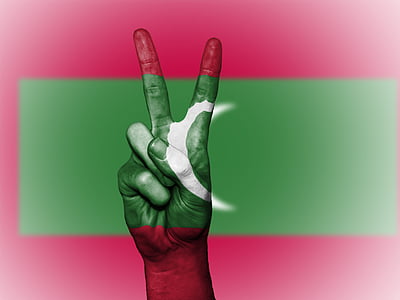 Maldiverne, fred, hånd, nation, baggrund, banner, farver