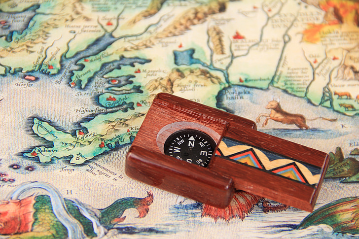 compass, show, travel, design, old, wood