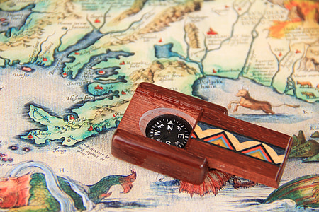 kompas, Toon, reizen, ontwerp, oude, hout