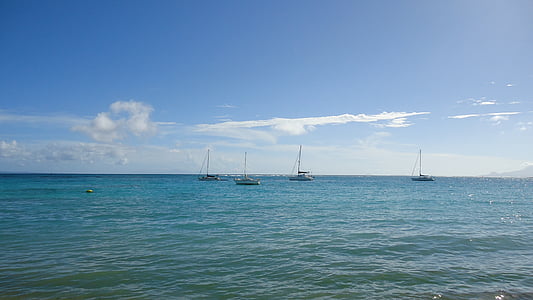 瓜德罗普岛, 海, 圣安妮, 西印度群岛, 假日, 加勒比海, 蓝色