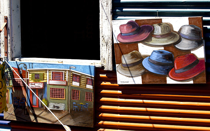 Caminito, Buenos aires, Argentina, målning, konst, fasad, färgglada