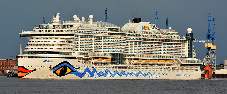 Cruise, Hamburg, Aida prima, bağlantı noktası, Elbe, yolcu gemisi, seyahat