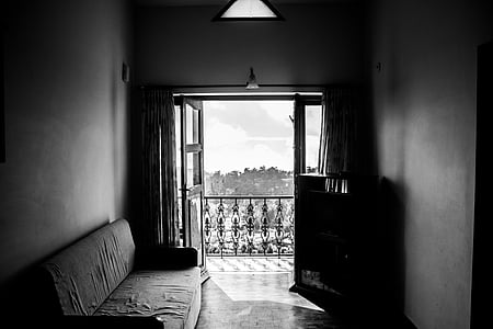 room, couch, french window, balcony, sofa, home, house