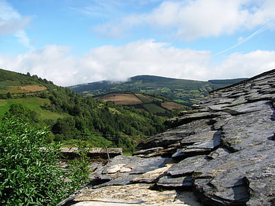 sätt att st james, Galicien, Pilgrim, landskap, Spanien, sten, fältet