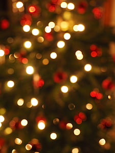 Natal, fora de foco, bokeh, luzes, pontos de luz