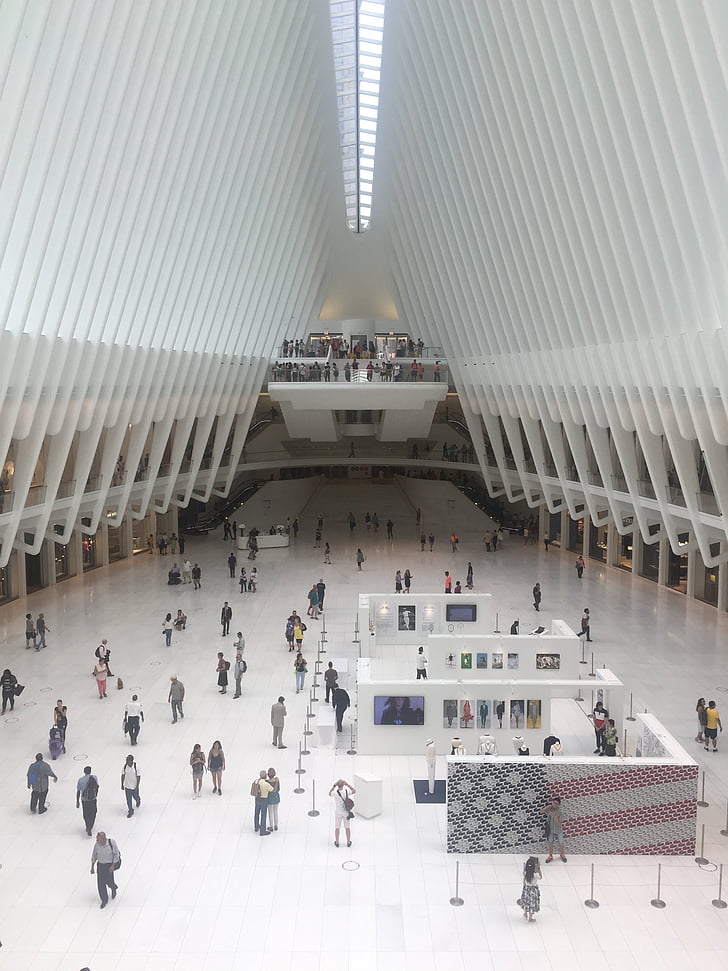 Oculus, pad, NYC, treinen, station, Metro, financiële wijk