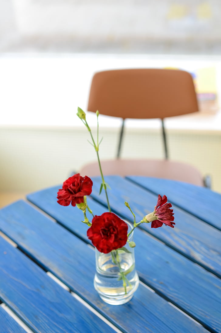 花, クローブ, 花瓶, 椅子, テーブル, 木材・素材