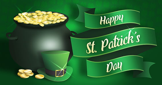 ημέρα του Αγίου Πατρικίου, ημέρα του Αγίου Πατρικίου, καζάνι, το δοχείο του χρυσού, κορυφή καπέλο, καλλικάτζαρος, Ιρλανδικά