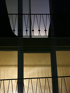 ringhiera, luce, contrasto, anni cinquanta, caseggiato, illuminazione, scala