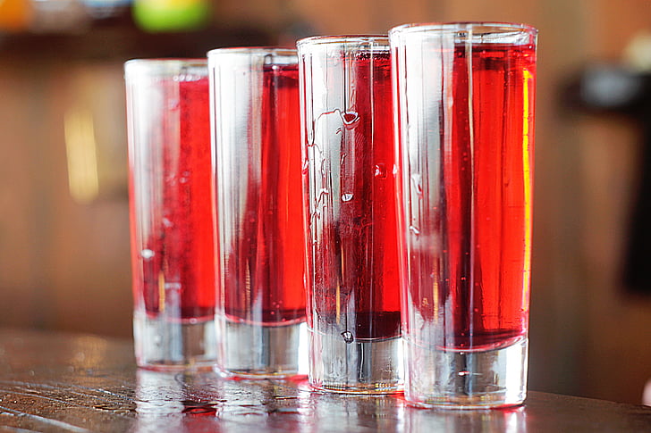 Bar, brýle, nápoje, červená, kapalina, nápoj, nápoj