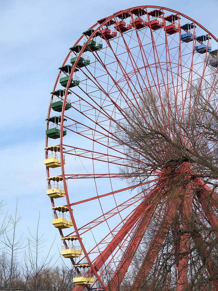 Ferris wheel, vecais, Berlīne, plänterwald, jautrība river park, atvaļinājums, kajīte